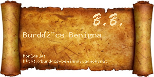 Burdács Benigna névjegykártya